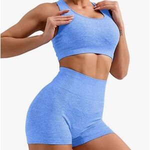2pc Yoga/Gym Crop Top High Waisted Workout Outfit Med